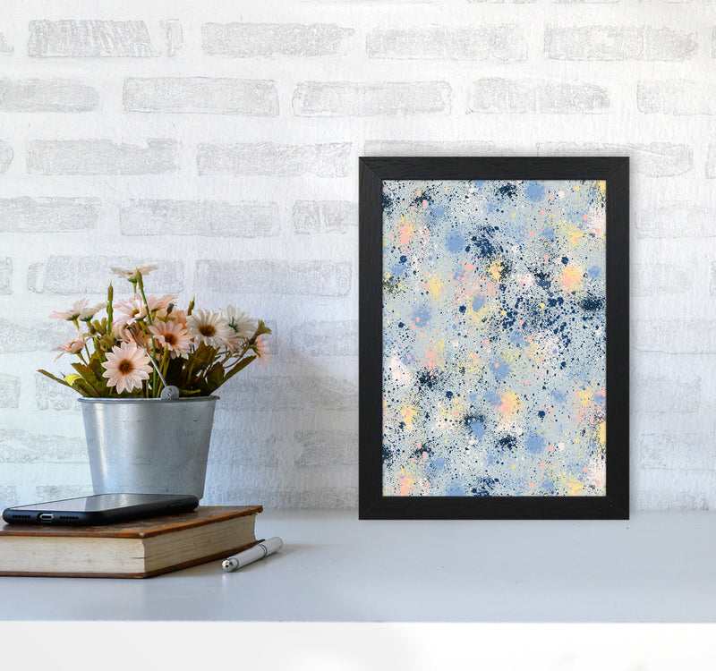 Ink Dust Blue Abstract Art Print by Ninola Design A4 White Frame