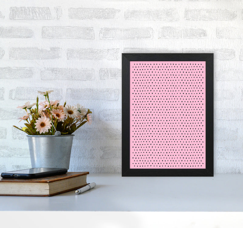 Artsy Dots Pink Abstract Art Print by Ninola Design A4 White Frame