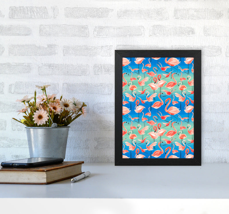 Flamingo Pink Abstract Art Print by Ninola Design A4 White Frame