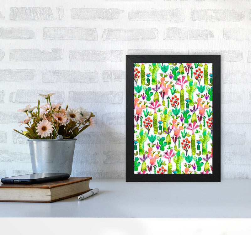 Cacti Garden Abstract Art Print by Ninola Design A4 White Frame