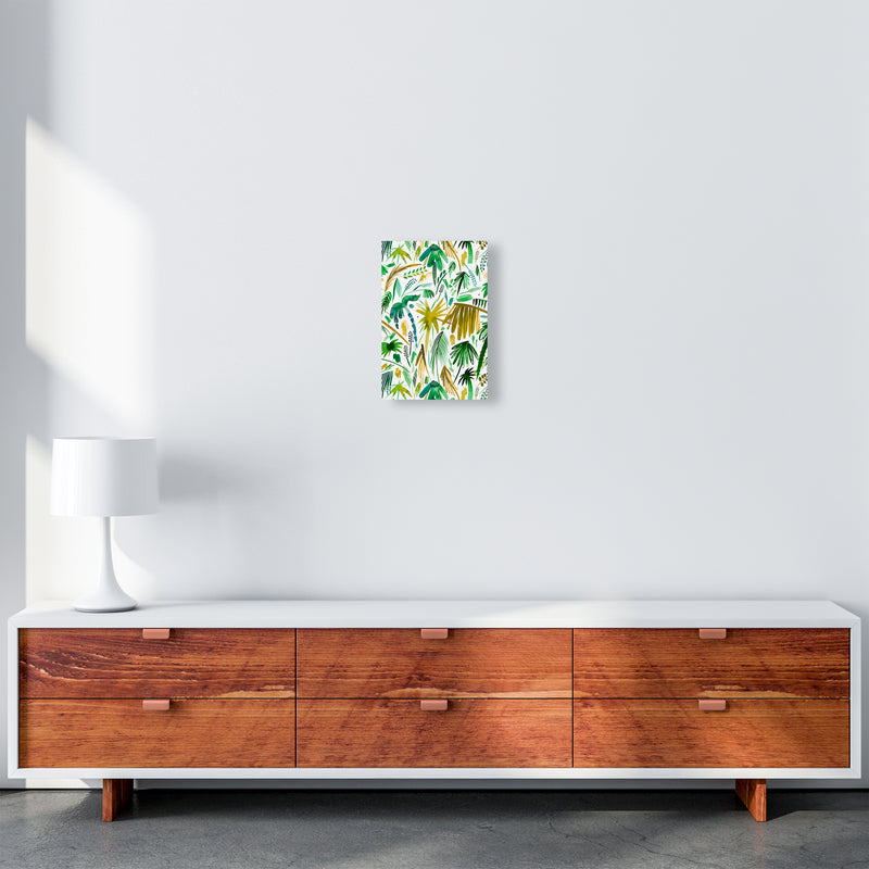 Brushstrokes Tropical Palms Green Abstract Art Print by Ninola Design A4 Canvas