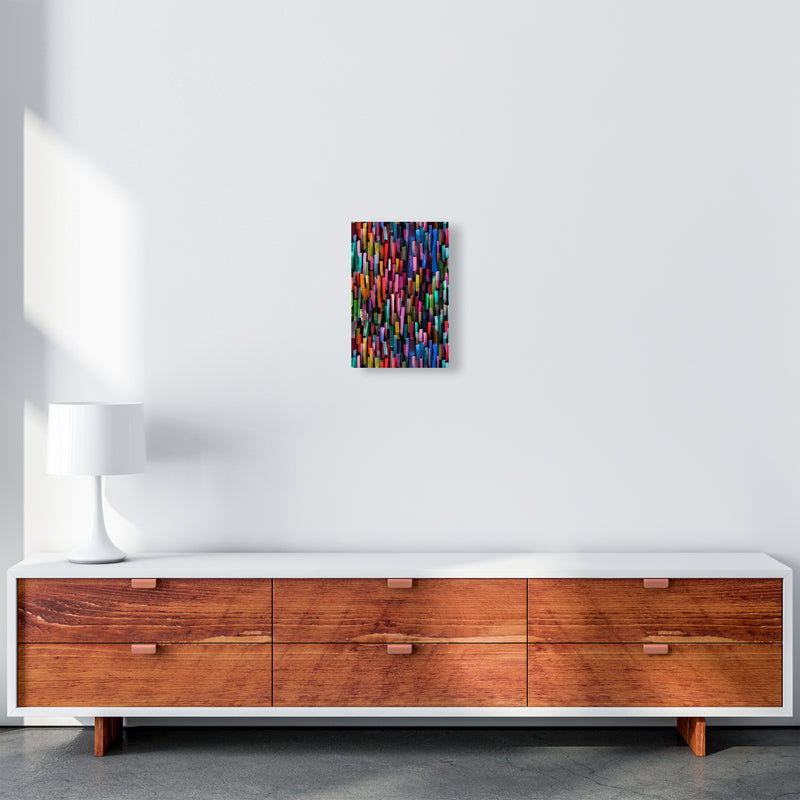 Colorful Brushstrokes Black Abstract Art Print by Ninola Design A4 Canvas