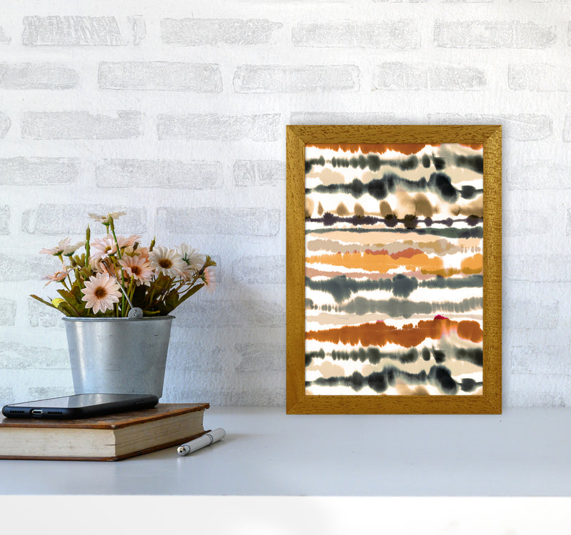 Soft Nautical Watercolor Lines Brown Abstract Art Print by Ninola Design A4 Print Only