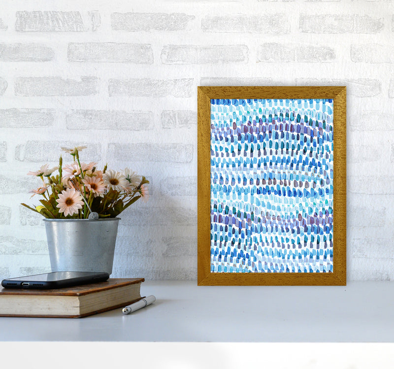 Artsy Strokes Stripes Colorful Blue Abstract Art Print by Ninola Design A4 Print Only
