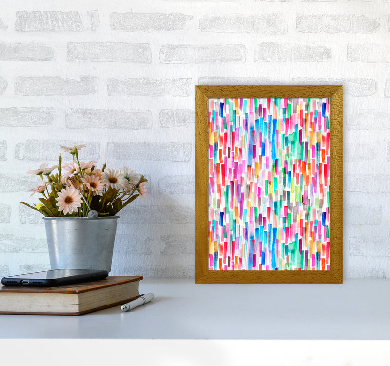 Colorful Brushstrokes Multicolored Abstract Art Print by Ninola Design A4 Print Only