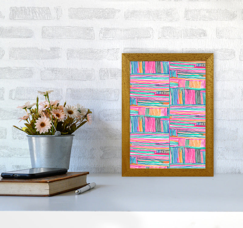Watercolor Linear Meditation Pink Abstract Art Print by Ninola Design A4 Print Only