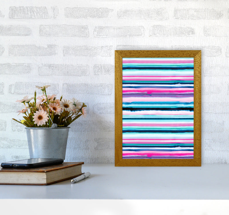 Degrade Stripes Watercolor Pink Abstract Art Print by Ninola Design A4 Print Only