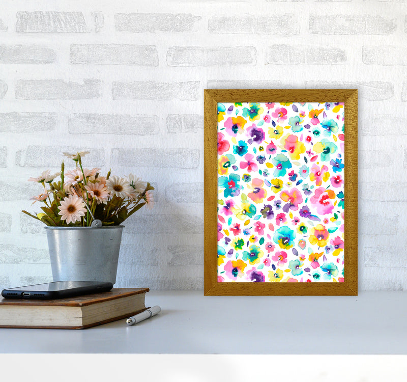 Tropical Flowers Multicolored Abstract Art Print by Ninola Design A4 Print Only