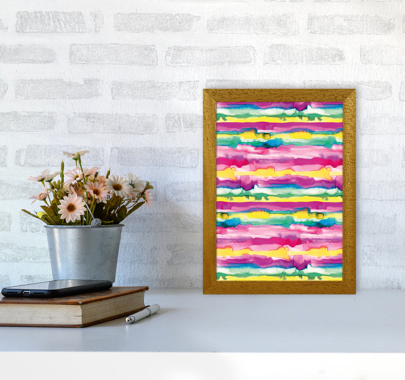 Gradient Tropical Color Lines Abstract Art Print by Ninola Design A4 Print Only