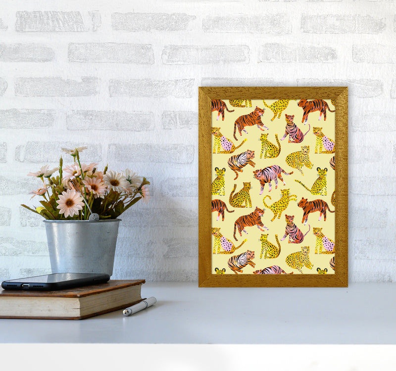 Tigers and Leopards Savannah Abstract Art Print by Ninola Design A4 Print Only