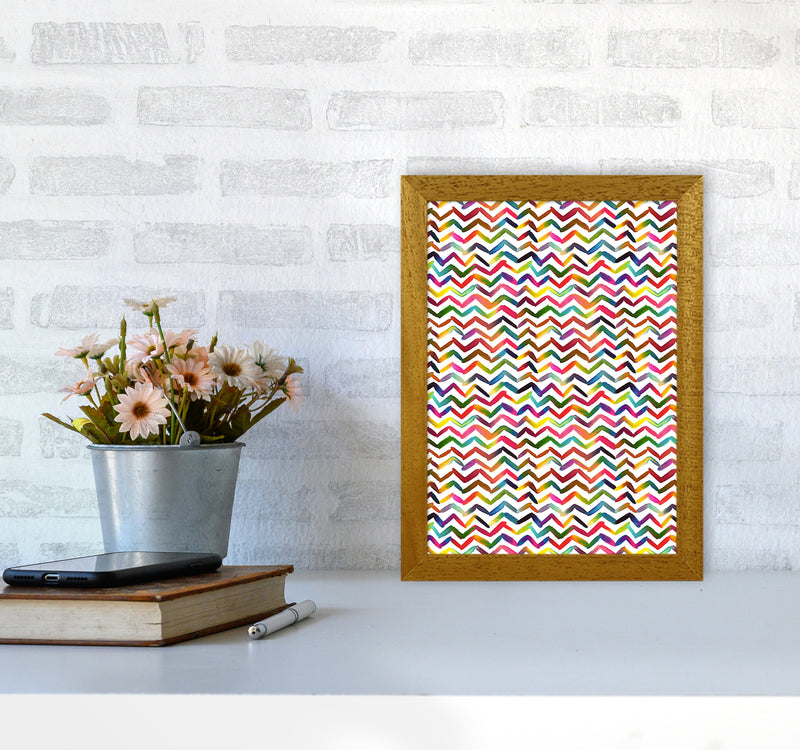 Chevron Stripes Multicolored Abstract Art Print by Ninola Design A4 Print Only