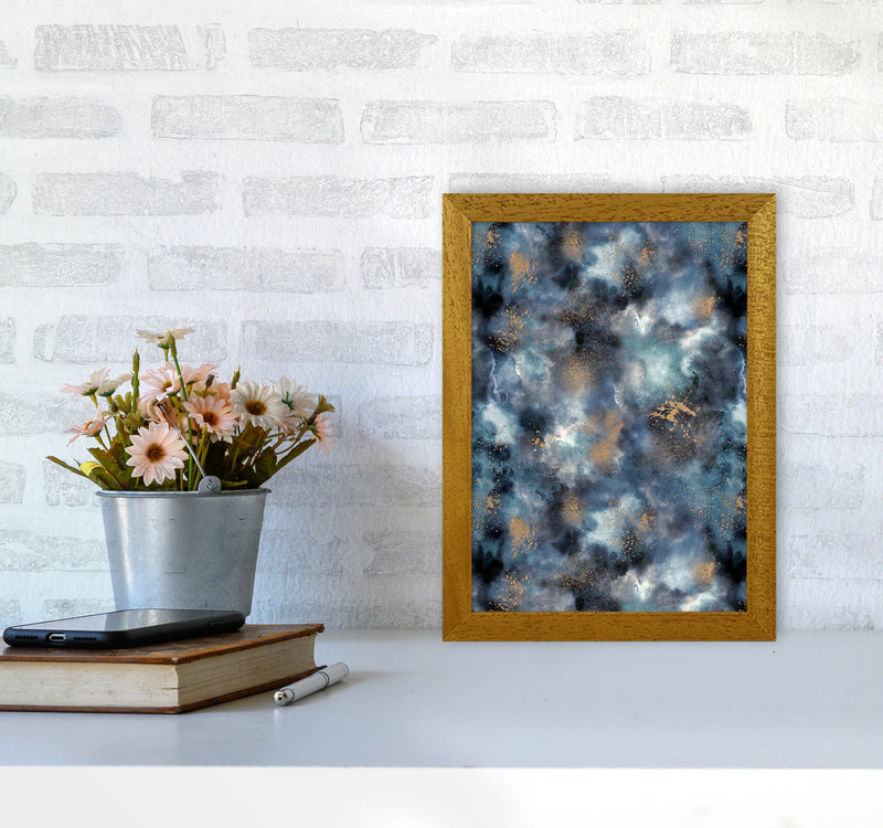 Smoky Marble Watercolor Dark Abstract Art Print by Ninola Design A4 Print Only