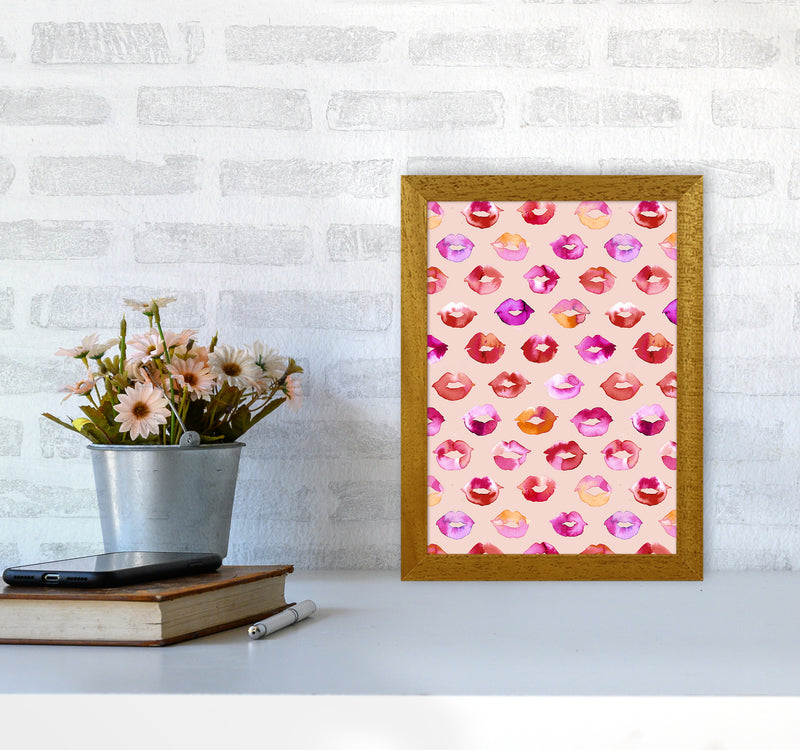 Sweet Love Kisses Pink Lips Abstract Art Print by Ninola Design A4 Print Only