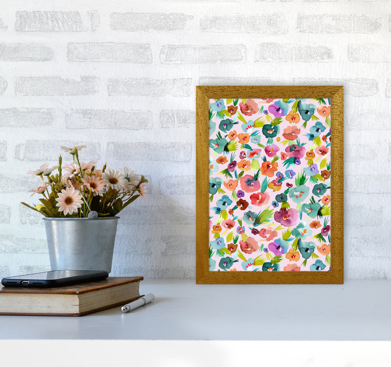 Tropical Watercolor Flowers Abstract Art Print by Ninola Design A4 Print Only