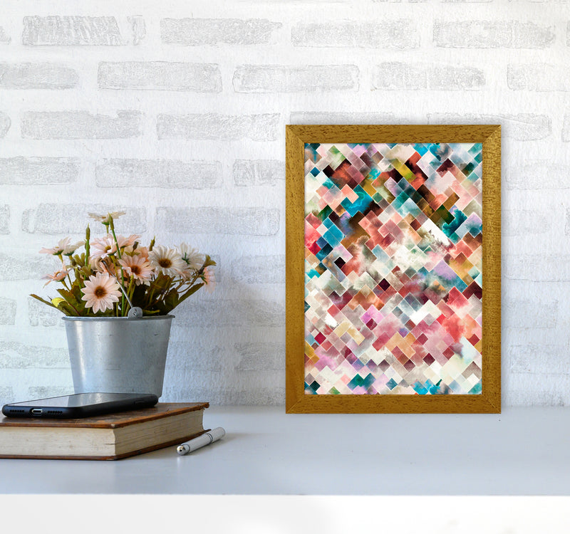 Moody Geometry Multi White Abstract Art Print by Ninola Design A4 Print Only