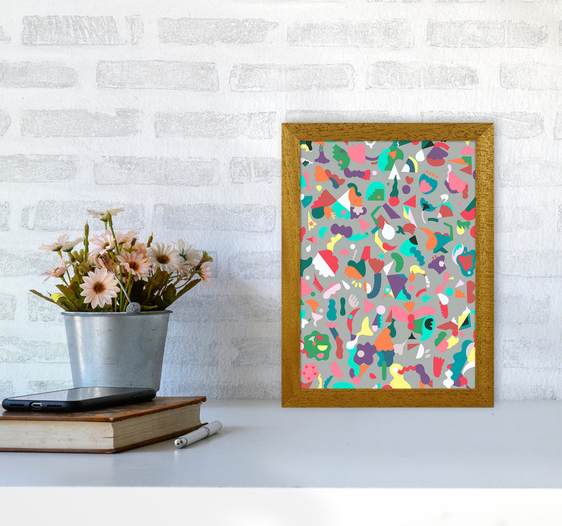 Dreamy Animal Shapes Gray Abstract Art Print by Ninola Design A4 Print Only