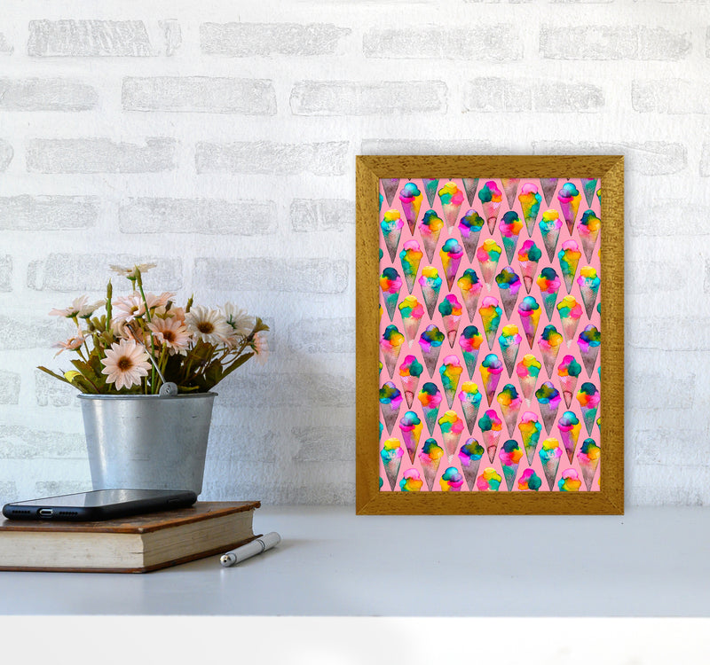 Cute Ice Creams Kids Pink Abstract Art Print by Ninola Design A4 Print Only