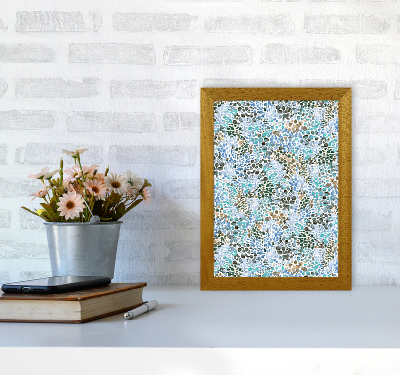 Speckled Watercolor Blue Abstract Art Print by Ninola Design A4 Print Only