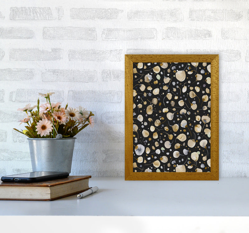 Flying Seeds Gold Silver Abstract Art Print by Ninola Design A4 Print Only