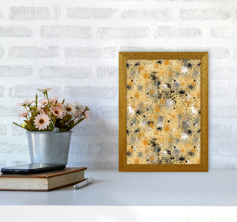 Ink Dust Splatter Yellow Abstract Art Print by Ninola Design A4 Print Only
