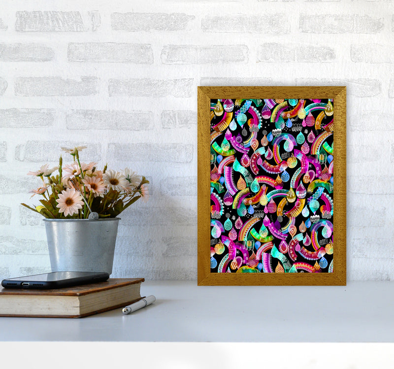 Rainbow Lace Neon Kids Abstract Art Print by Ninola Design A4 Print Only
