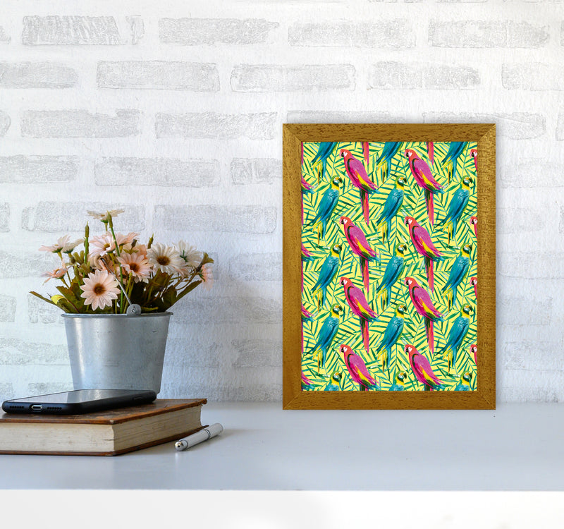 Tropical Parrots Palms Abstract Art Print by Ninola Design A4 Print Only