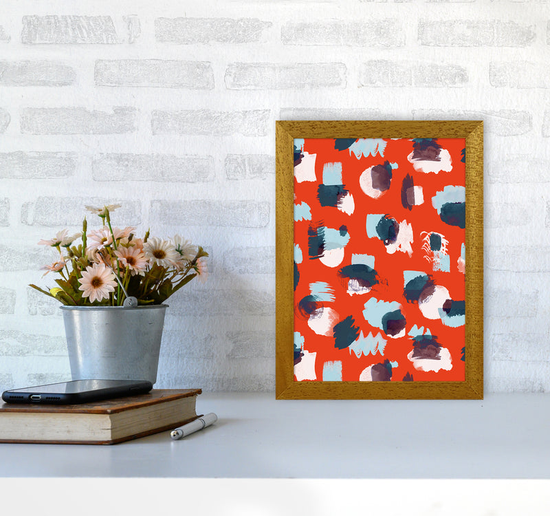 Abstract Stains Coral Abstract Art Print by Ninola Design A4 Print Only