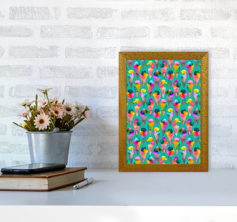Cute Ice Creams Kids Abstract Art Print by Ninola Design A4 Print Only