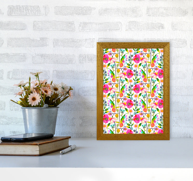 Happy Spring Flowers Abstract Art Print by Ninola Design A4 Print Only