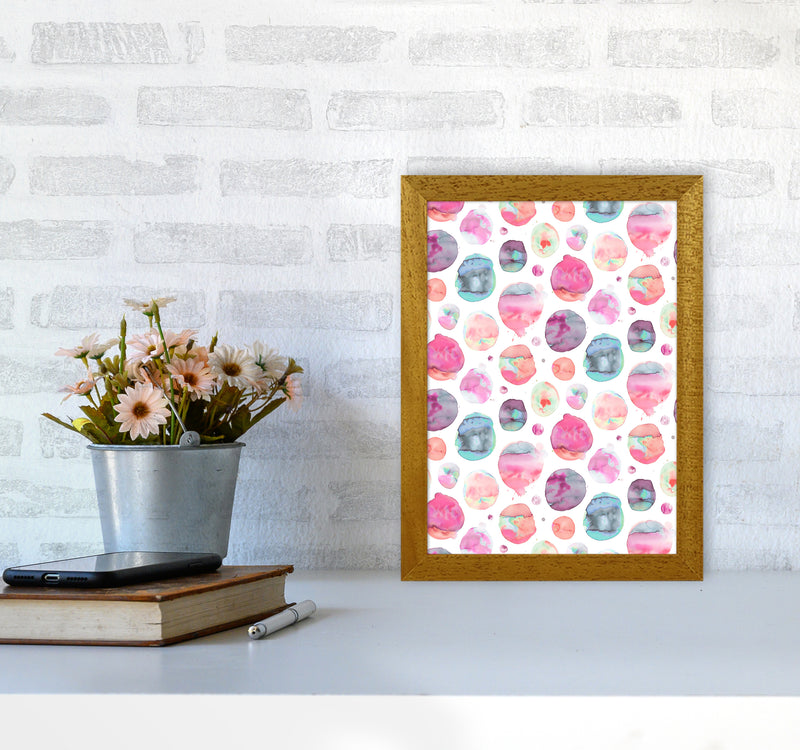 Big Watery Dots Pink Abstract Art Print by Ninola Design A4 Print Only