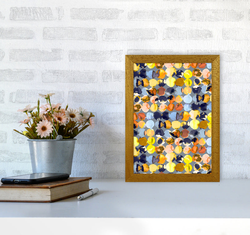 Ink Dots Blue Yellow Abstract Art Print by Ninola Design A4 Print Only