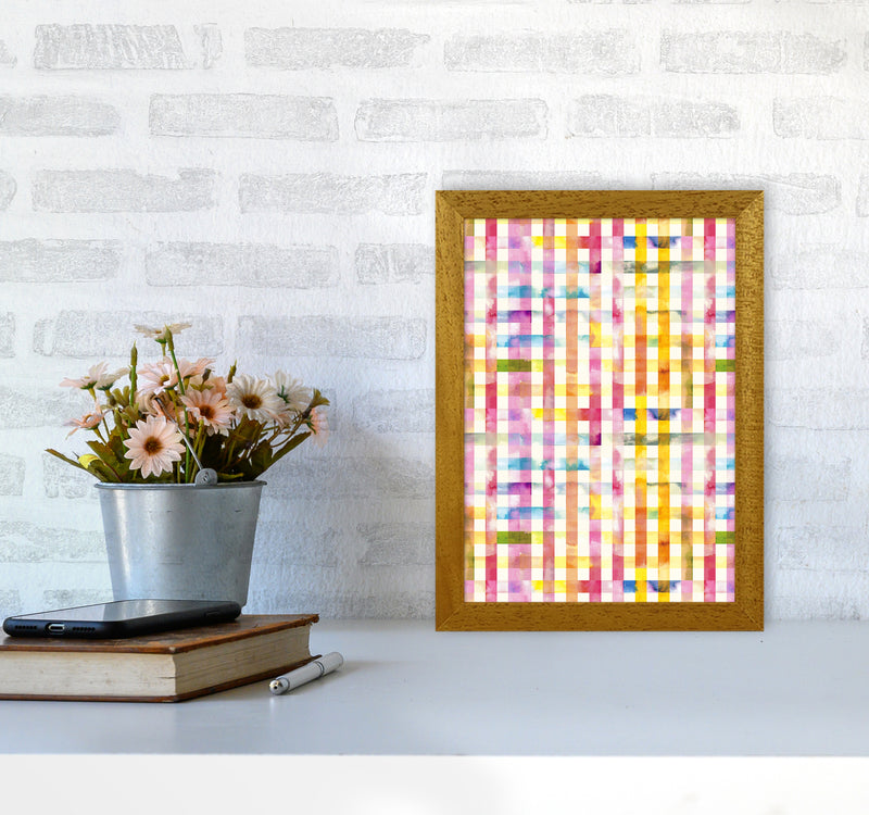 Gingham Vichy Yellow Abstract Art Print by Ninola Design A4 Print Only
