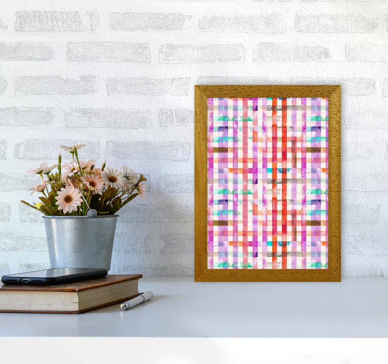 Gingham Vichy Pink Abstract Art Print by Ninola Design A4 Print Only