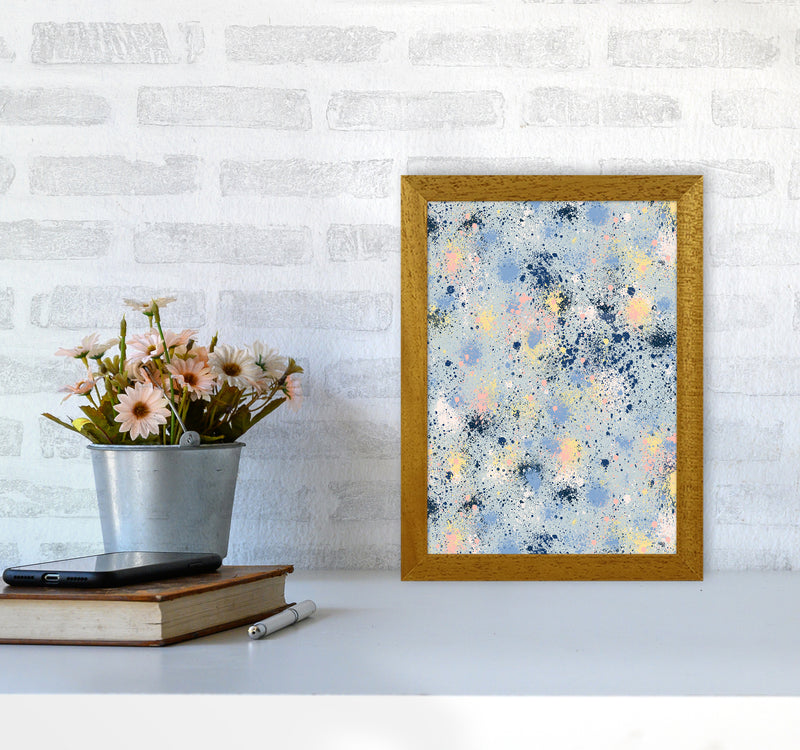Ink Dust Blue Abstract Art Print by Ninola Design A4 Print Only