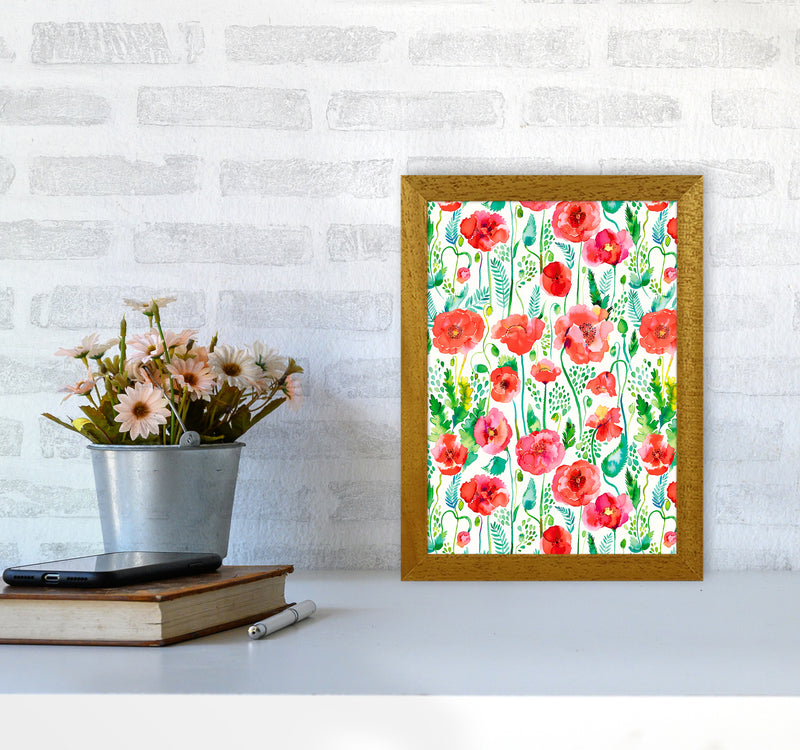 Poppies Red Abstract Art Print by Ninola Design A4 Print Only