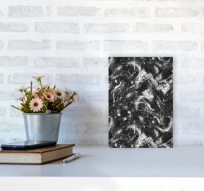 Abstract Dripping Painting Black White Abstract Art Print by Ninola Design A4 Black Frame