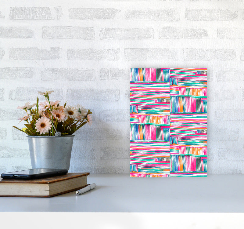 Watercolor Linear Meditation Pink Abstract Art Print by Ninola Design A4 Black Frame