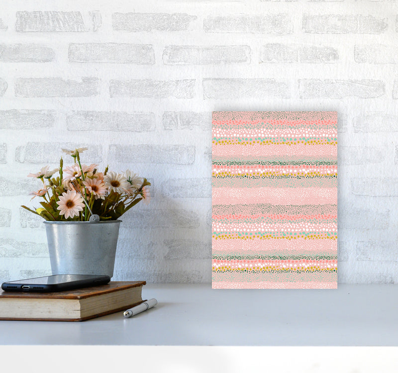 Little Textured Minimal Dots Pink Abstract Art Print by Ninola Design A4 Black Frame