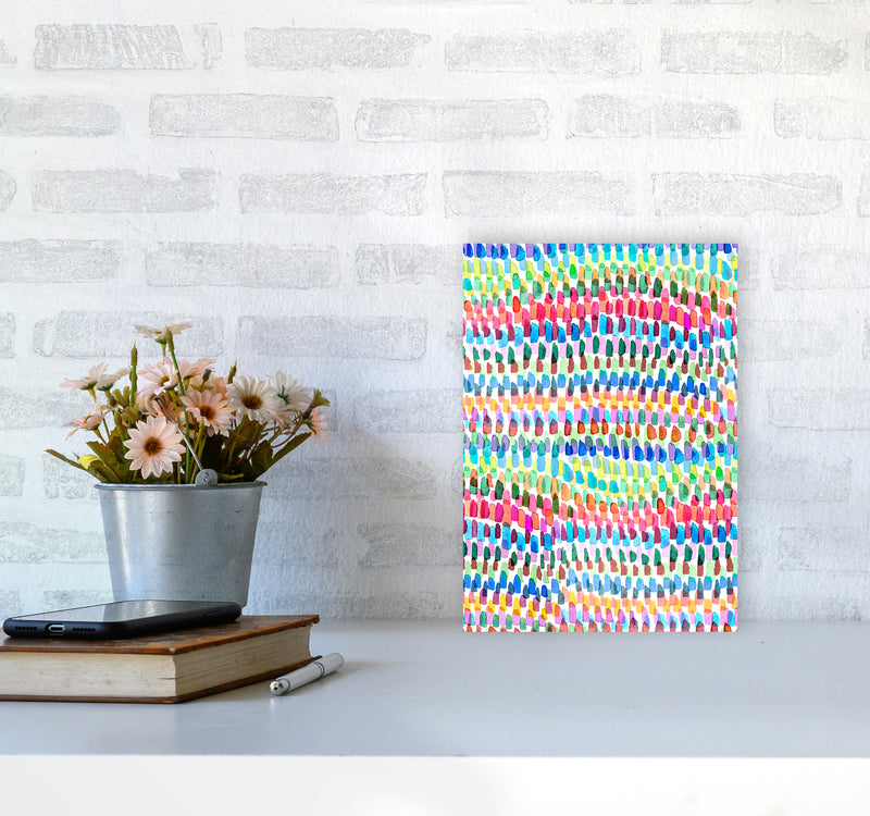Artsy Strokes Stripes Colorful Abstract Art Print by Ninola Design A4 Black Frame