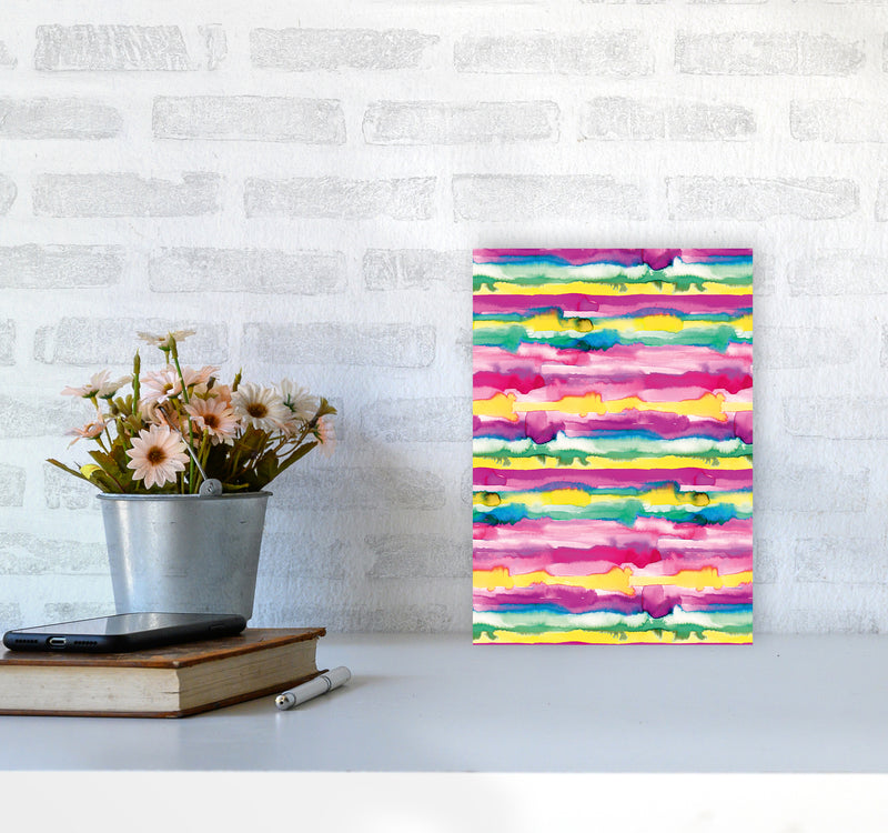 Gradient Tropical Color Lines Abstract Art Print by Ninola Design A4 Black Frame