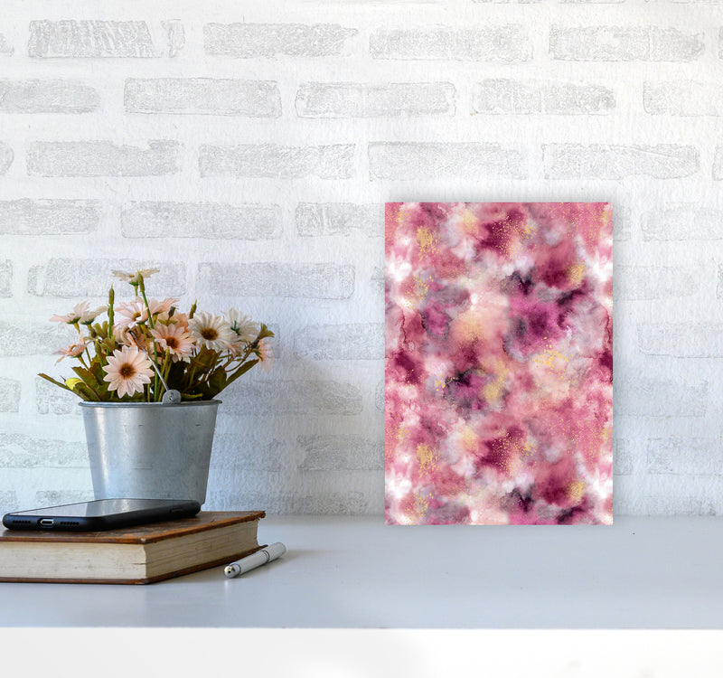 Smoky Marble Watercolor Pink Abstract Art Print by Ninola Design A4 Black Frame