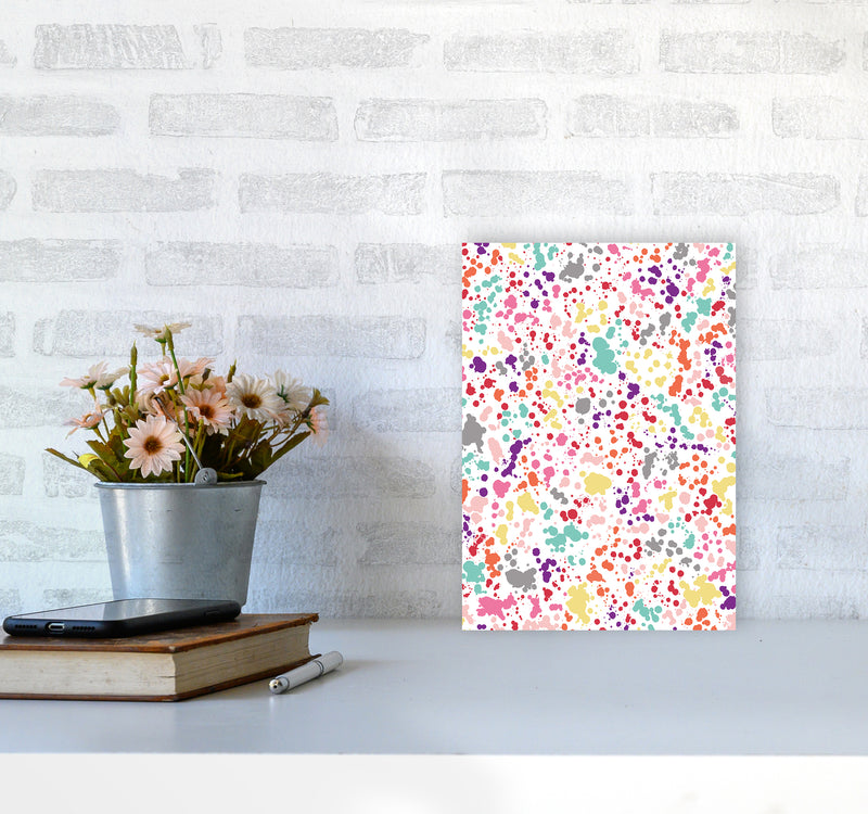 Splatter Dots Multicolored Abstract Art Print by Ninola Design A4 Black Frame