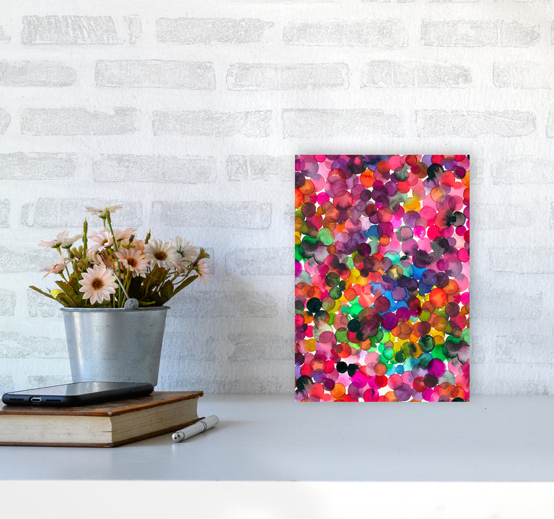 Overlapped Watercolor Dots Abstract Art Print by Ninola Design A4 Black Frame