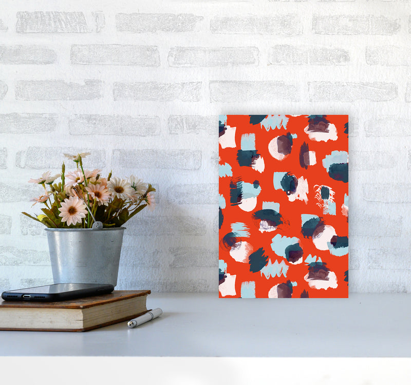Abstract Stains Coral Abstract Art Print by Ninola Design A4 Black Frame