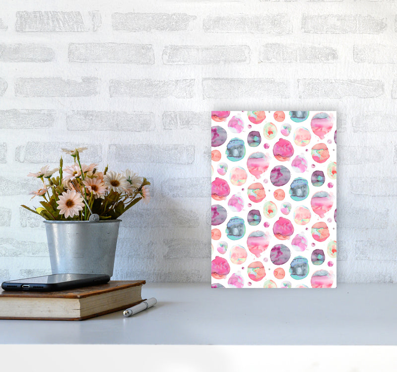 Big Watery Dots Pink Abstract Art Print by Ninola Design A4 Black Frame