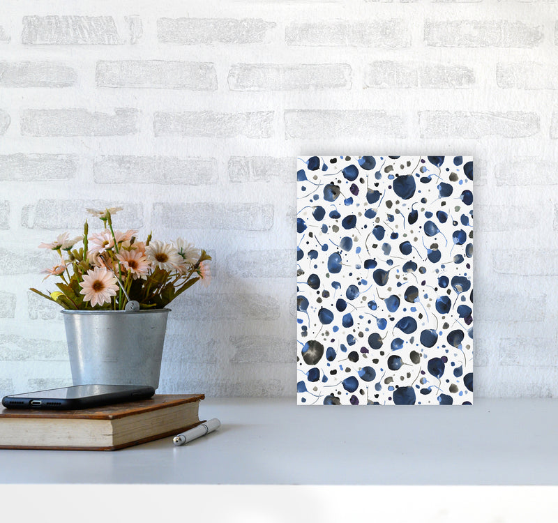 Flying Seeds Blue Abstract Art Print by Ninola Design A4 Black Frame