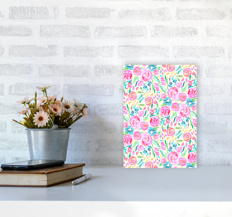 Spring Days Pink Abstract Art Print by Ninola Design A4 Black Frame