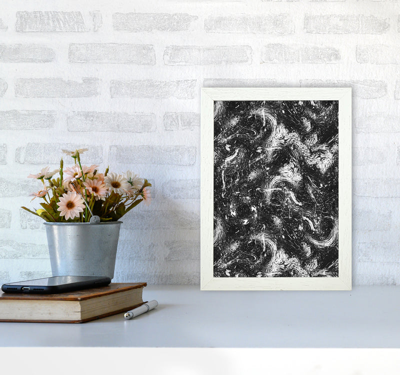 Abstract Dripping Painting Black White Abstract Art Print by Ninola Design A4 Oak Frame