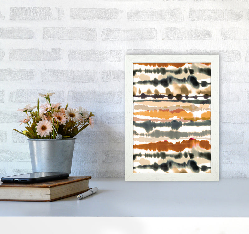 Soft Nautical Watercolor Lines Brown Abstract Art Print by Ninola Design A4 Oak Frame