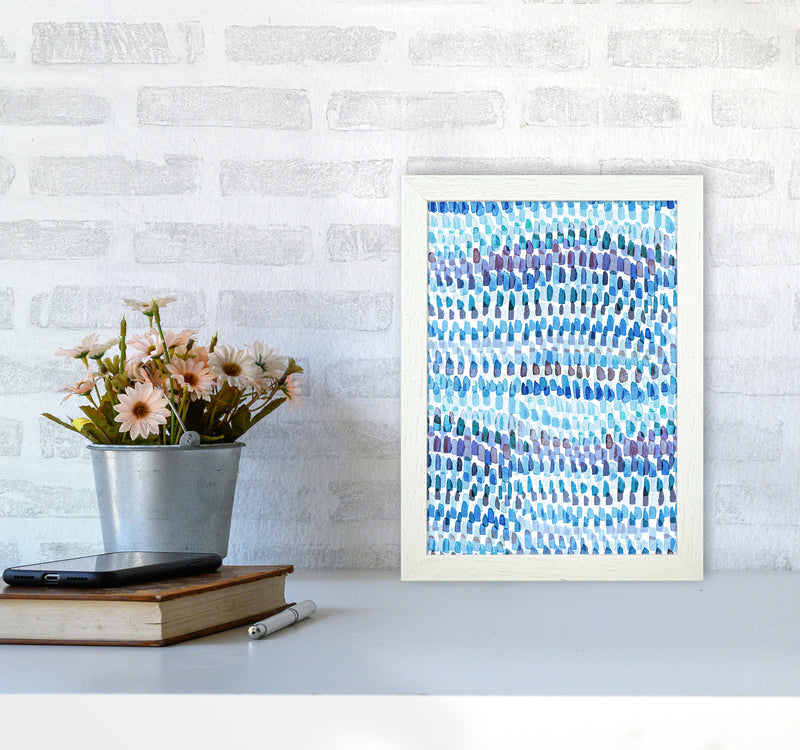 Artsy Strokes Stripes Colorful Blue Abstract Art Print by Ninola Design A4 Oak Frame